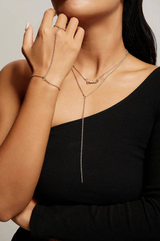 Eklexic - Colar feminino com micro corrente de elos e laço