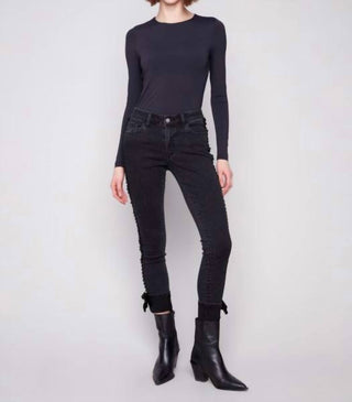 Charlie B - Slim Leg Jeans With Velvet Bow
