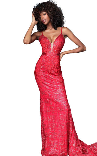 Jovani - Vestido bordado com apliques florais