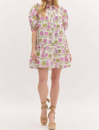 Entro - Floral Printed Ruffle Mini Dress