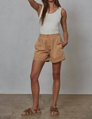 Por Together - Shorts plissados ​​Relax Fit de perna larga