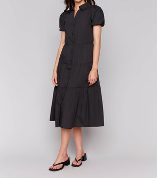 Charlie B - Button-down Poplin Maxi Dress With Puff Sleeves