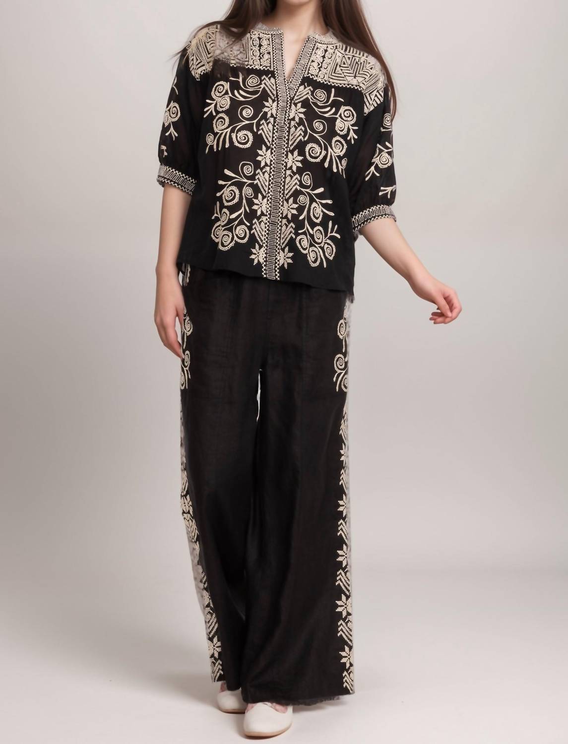 Johnny Was - Hannani Puff Sleeve Henley Blouse