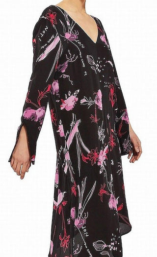 Topshop - Vestido de seda com bainha assimétrica e estampa floral