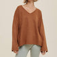 Wishlist - Marled V-neck Sweater With Side Slits
