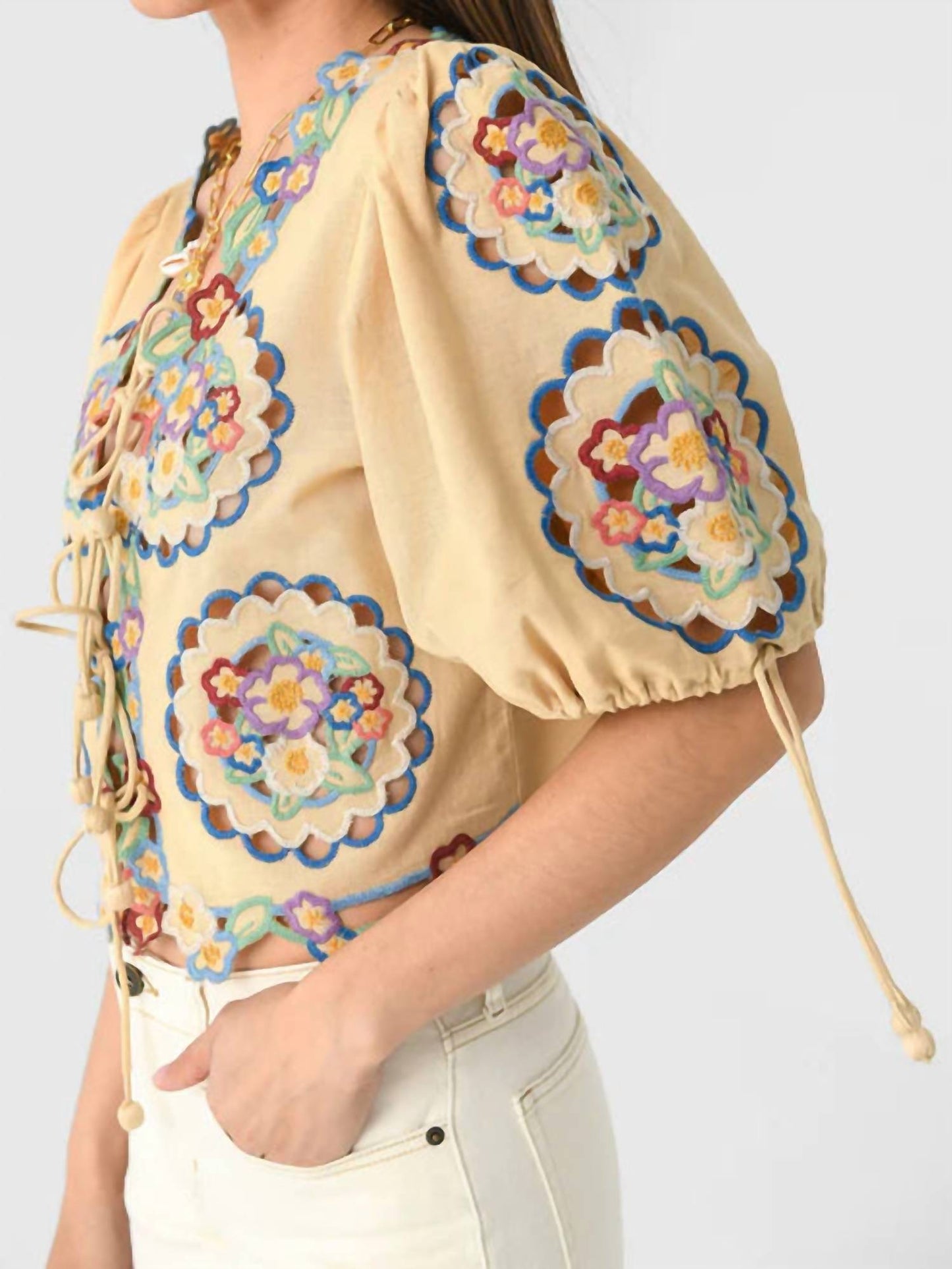 Sea - Melinda Embroidered Short Sleeve Top