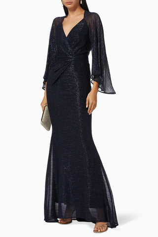 Talbot Runhof - Vestido longo Conley 2 Midnight Pleats