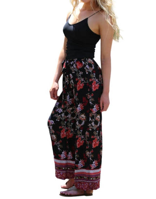 Angie - Calça Floral com Estampa de Borda