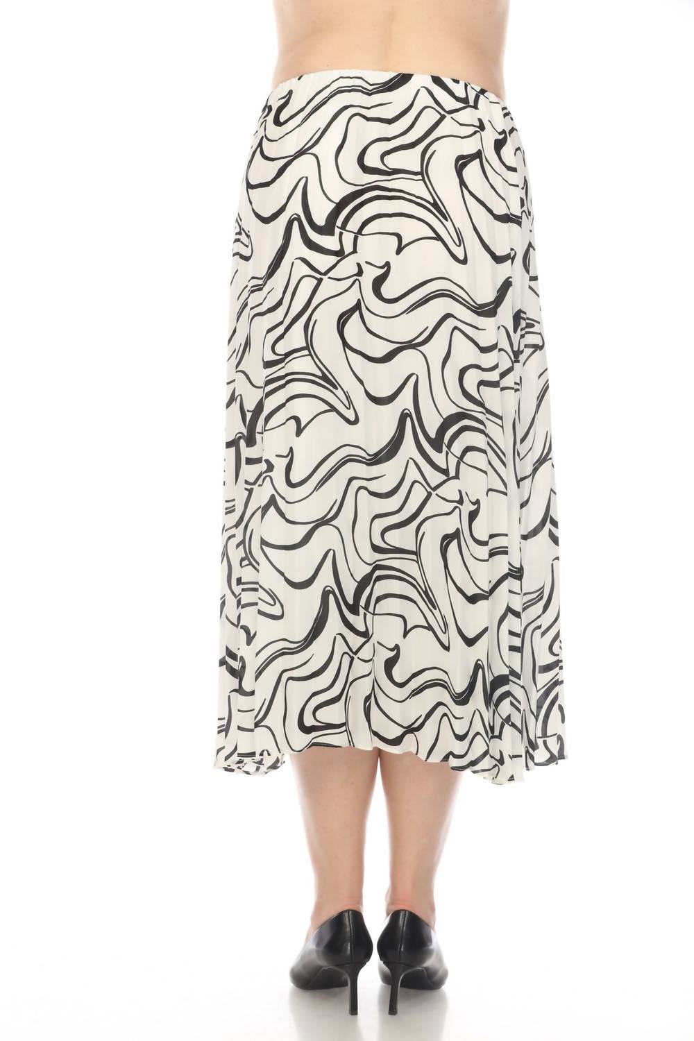 Joseph Ribkoff - Scribble Print Pleated Pull On Midi Skirt