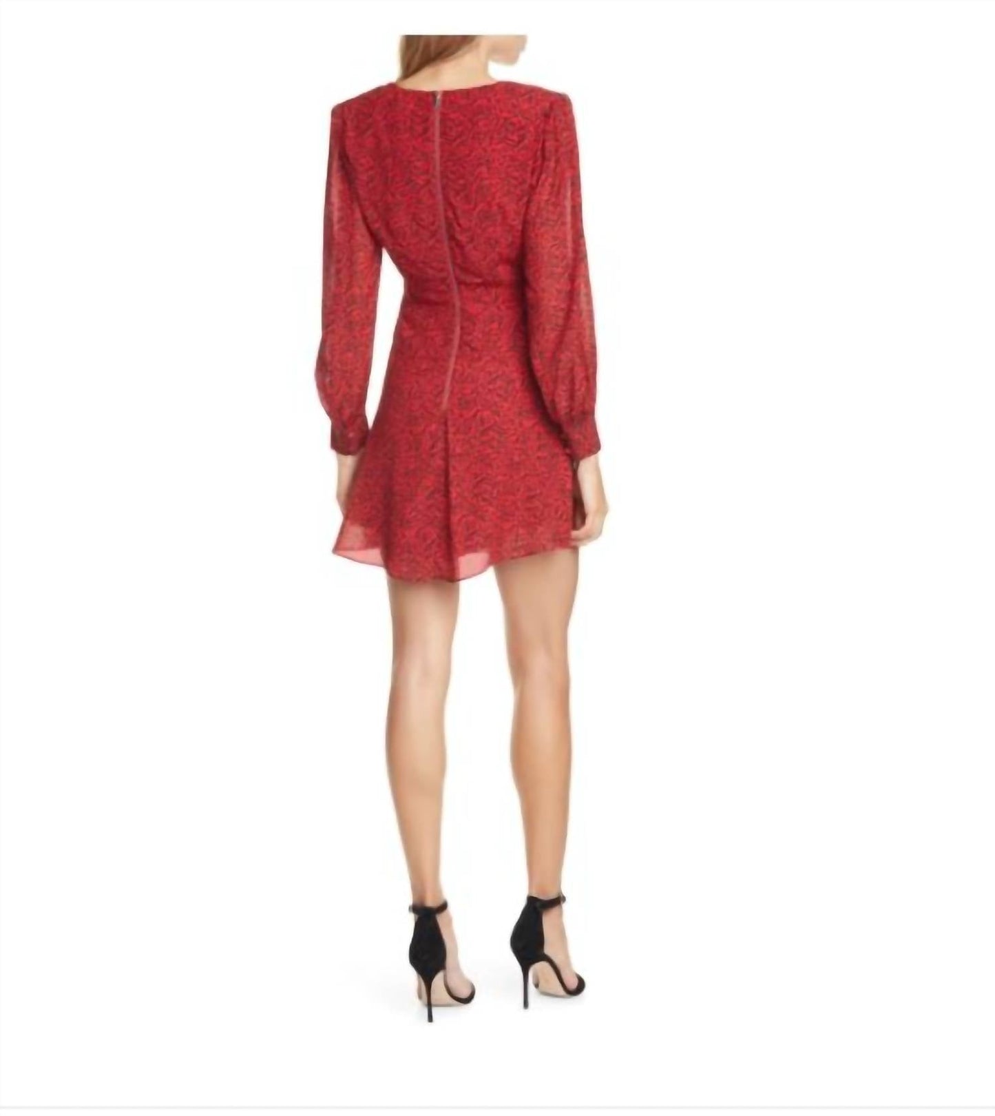 Alice + Olivia - Leopard Print Long Sleeve Chiffon Fit & Flare Mini Dress