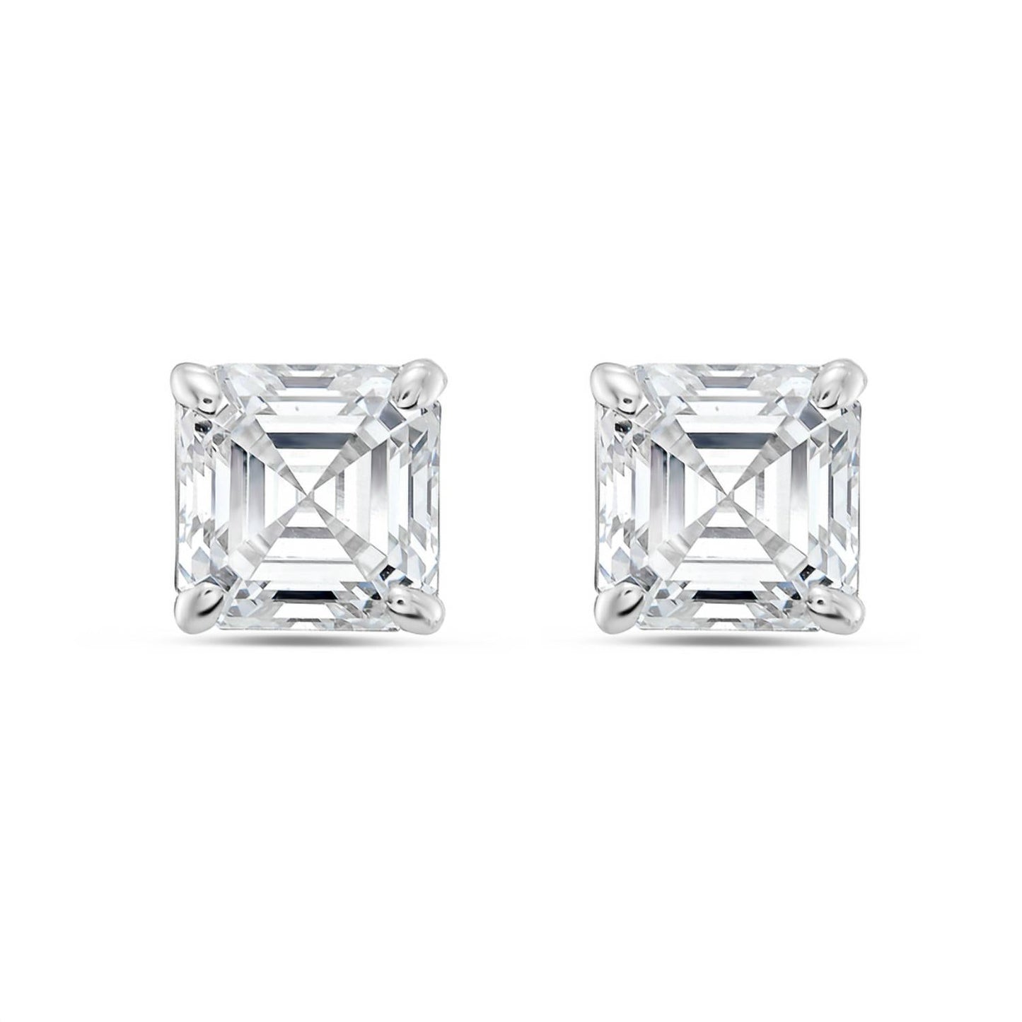 Diana M Jewels - 6.00 Cts Lab Grown Asscher Cut Stud Earrings