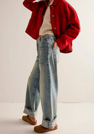 Free People - Calça Jeans Palmer com Punhos