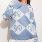 Pretty Garbage - Bow Checkered Knit Sweater