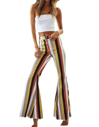 Bibi - Calça boca de sino listrada multicolorida