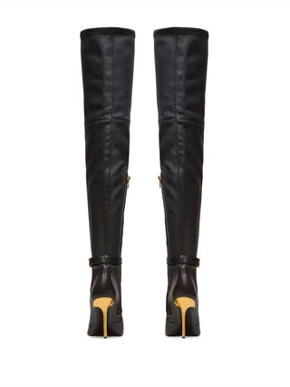 Balmain - Women's Raven 120mm Leather Over The Knee Stiletto Boots