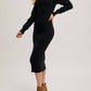 Bluivy - Women's V Neck Ribbed Knit Sweater Midi Dress