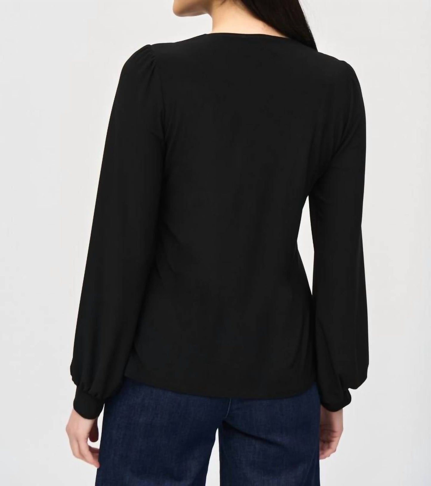 Joseph Ribkoff - V-neck Puff Sleeve Flared Top