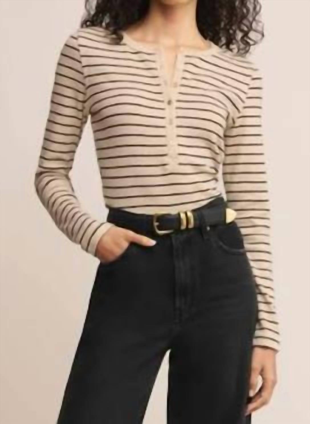 Z Supply - Women's Eve Stripe Henley Long Sleeve Top