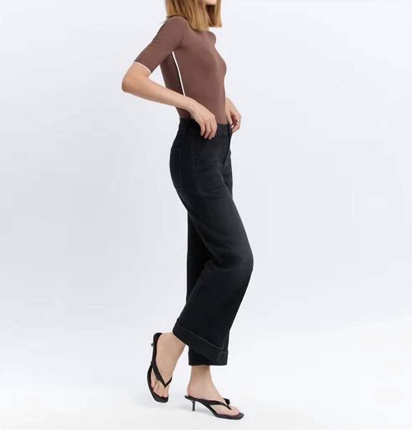 Vervet By Flying Monkey - High Rise Cuffed Baggy Wide Jeans