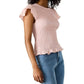 Steve Madden - Cecilie Crew Neck Short Sleeve Smocked Peplum Top