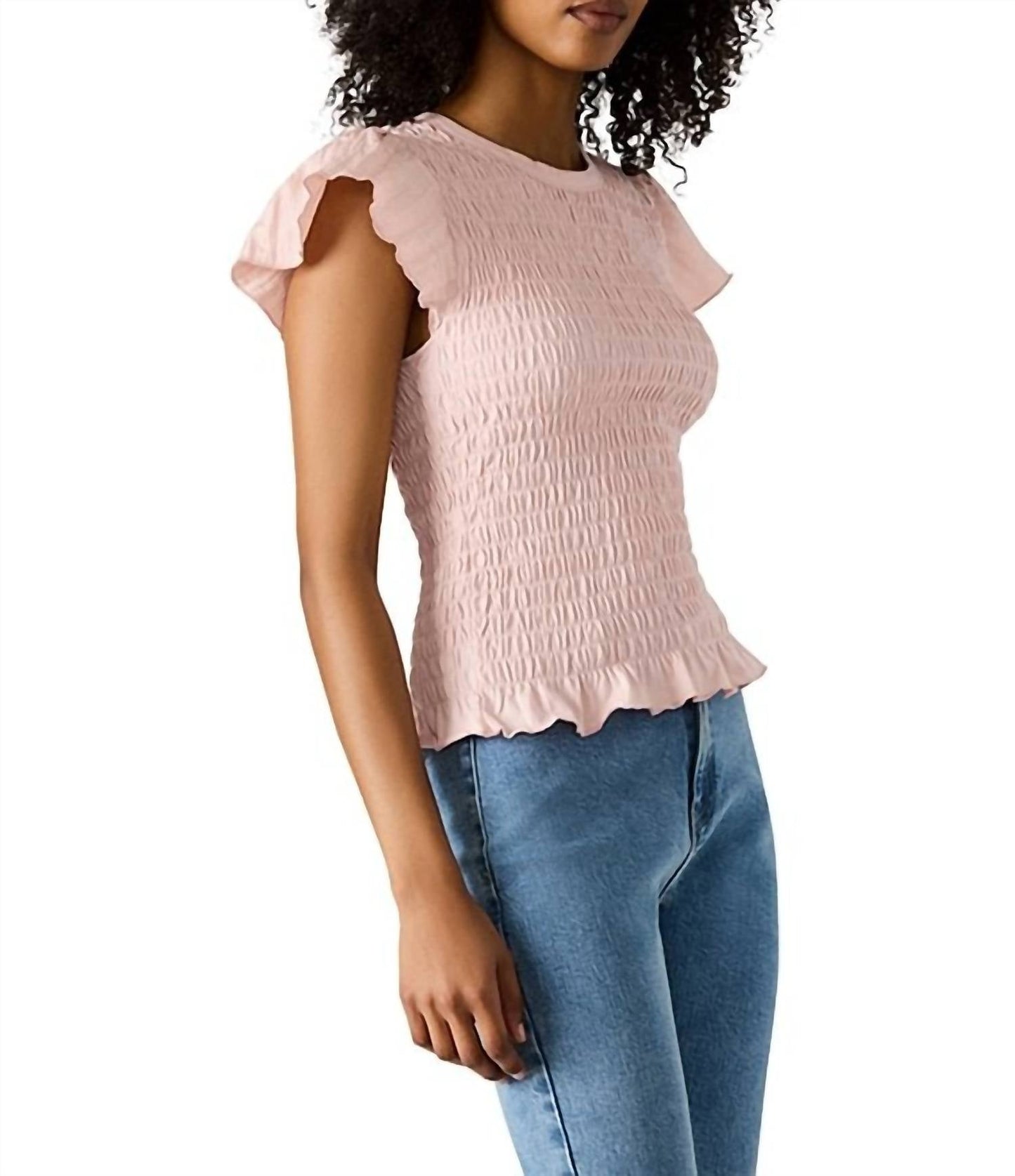Steve Madden - Cecilie Crew Neck Short Sleeve Smocked Peplum Top