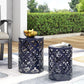 Modern Iron Cut Design End Table Set of 2 - Navy Blue