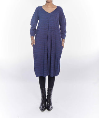 Matthildur - Vestido midi com decote em V e bolhas