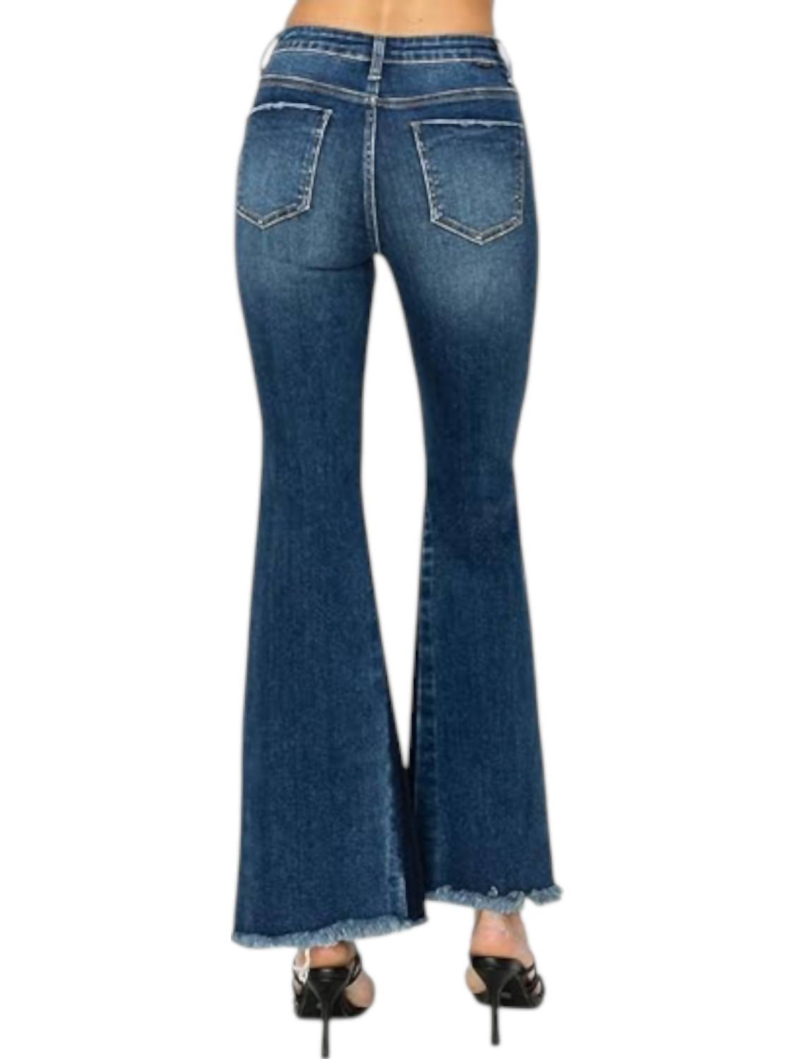 Risen - Side Shadow Seam Detail Slit Flare Jeans