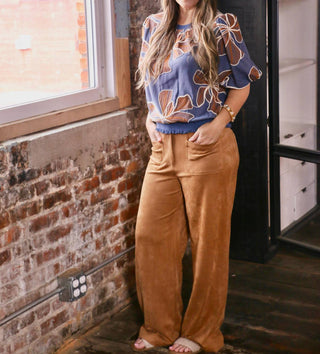 Voy - Fae Contrast Band Detailed Floral Embroidery Top