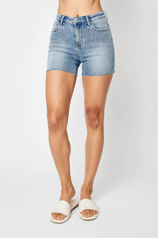 Judy Blue - Shorts femininos com strass