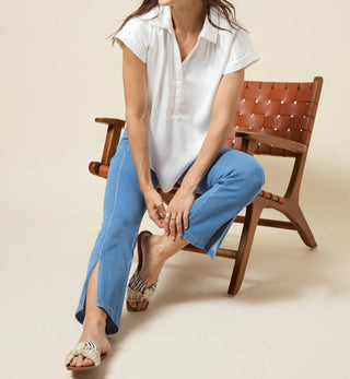 Lysse - Calça jeans flare Britt com fenda no tornozelo
