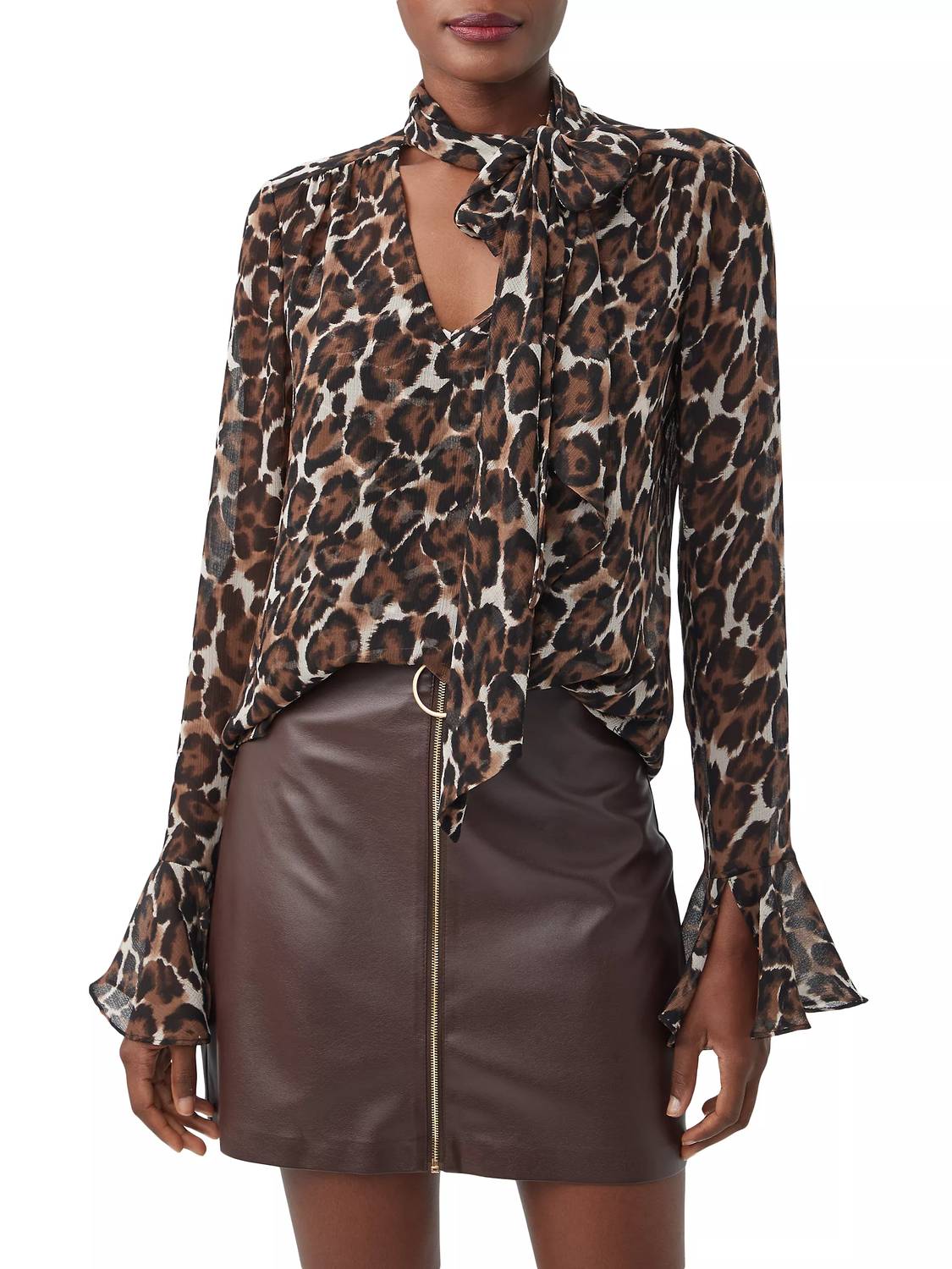 Trina Turk - Alora Leopard Tieneck Blouse