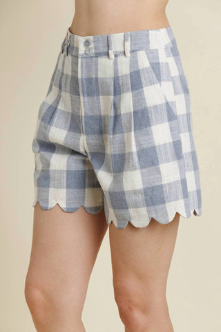 Aureum - Women's Scallop Edge Gingham Shorts