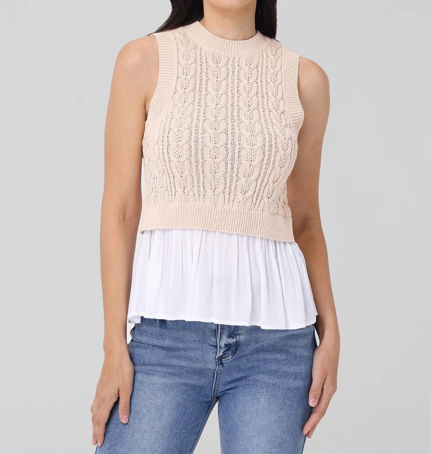 525 America - Camilia Mixed Media Cable Tank