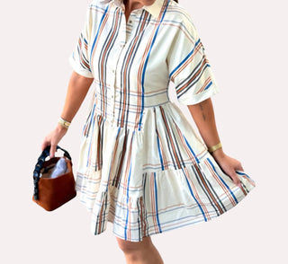 Aureum - Gather Plaid Mini Shirt Dress