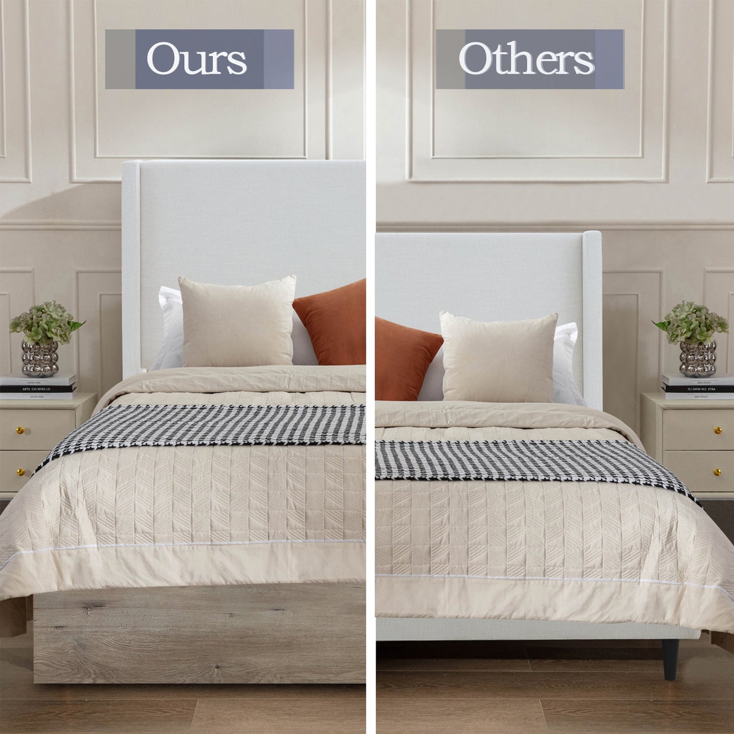 Shelton Upholstered Wingback Bed with 54-inch High Headboard