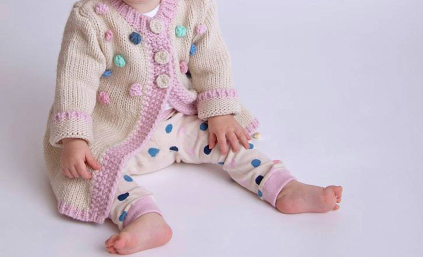Huggalugs - Baby Girls Popcorn And Pompom Sweater