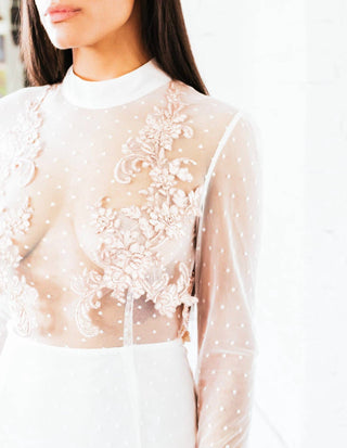 Ariti Kaziris - Long Sleeve Sheer Lace Dress