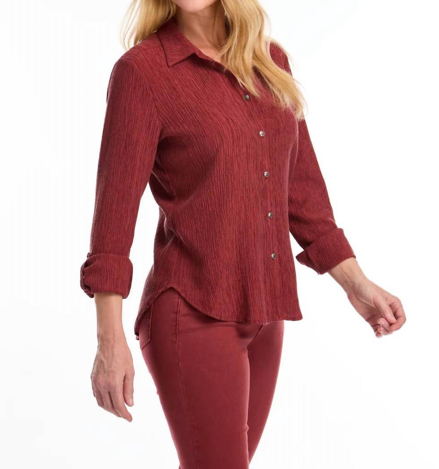 Fdj - LONG SLEEVE ROLL SLEEVE CRINKLE SHIRT