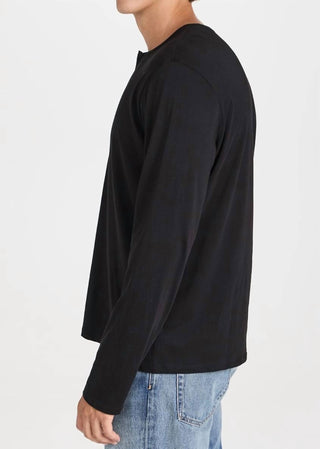 Atm - Camiseta Henley de manga comprida clássica em jersey