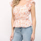Fate - Flaunt Your Floral Gathered Waist Flutter Sleeve Top