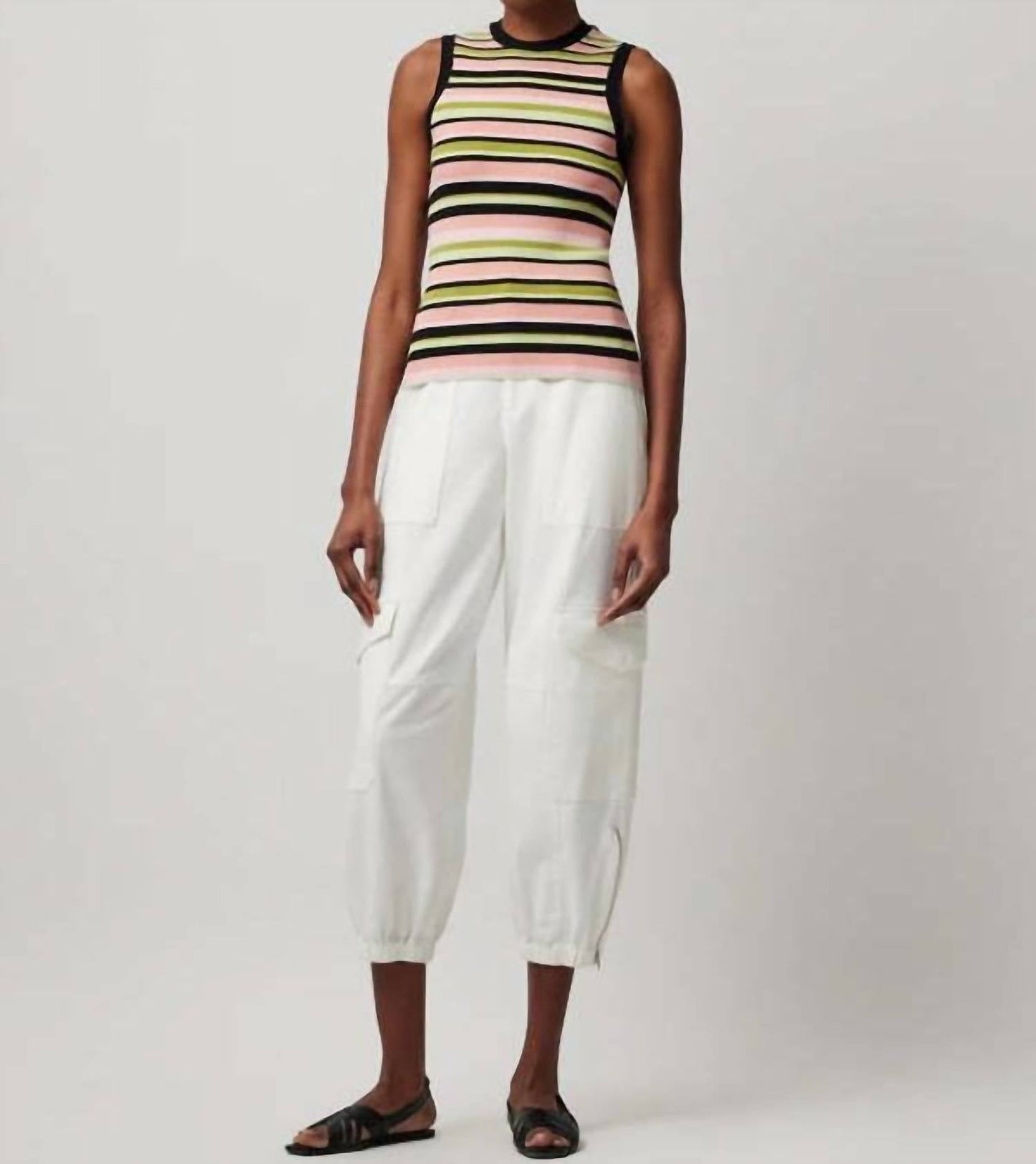 Atm - Yarn Stripe Tank Top - Petite