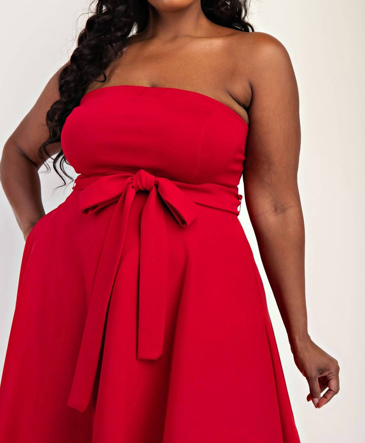 The Curve La - Plus Size Knit Tube Maxi Dress With Self Belt