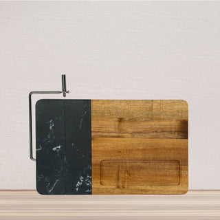 Creative Gifts International - Marble and Acacia Wood Board with Slicer