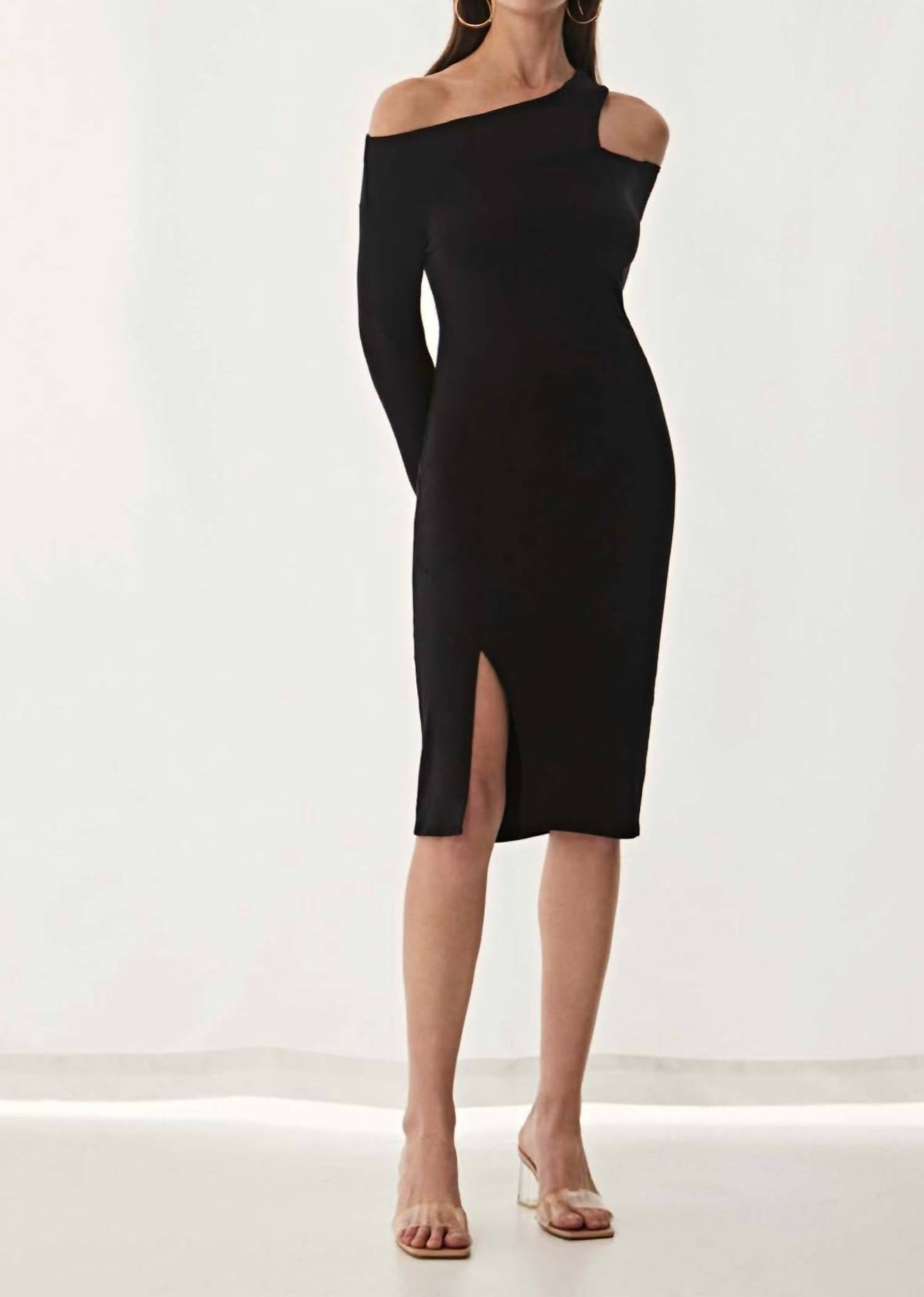 Krisa - Asymmetrical Cutout Midi Dress