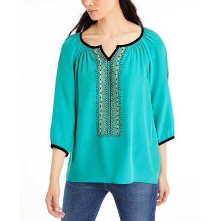 Nanette Lepore Women s Beaded Blouse Blue Size Large