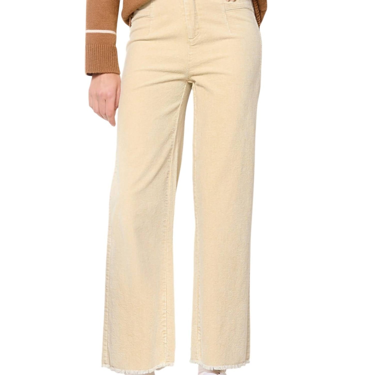 La Miel - Women's Corduroy Straight Leg Cropped Pants