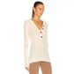 Enza Costa - Cashmere Longsleeve Cuffed Henley Top