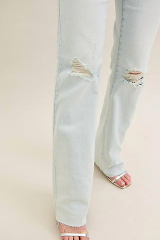 Judy Blue - Mid Rise Destroyed Fray Hem Bootcut Jeans