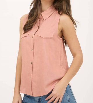Blu Pepper - Camisa sem mangas com botões e gola